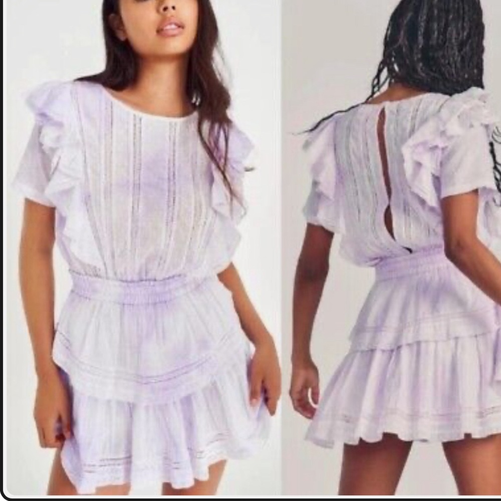 LoveShackFancy Lavender Ruffle Mini Dress